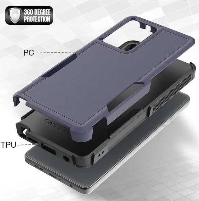 Alt view image 4 of 7 - for Moto G Stylus 5G 2024 Case: Dual Layer Protective Heavy Duty Cell Phone Cover Shockproof Rugged with HD Screen Protector - Military Protection Bumper Tough - Motorola Moto G Stylus 5G 2024, Blue
