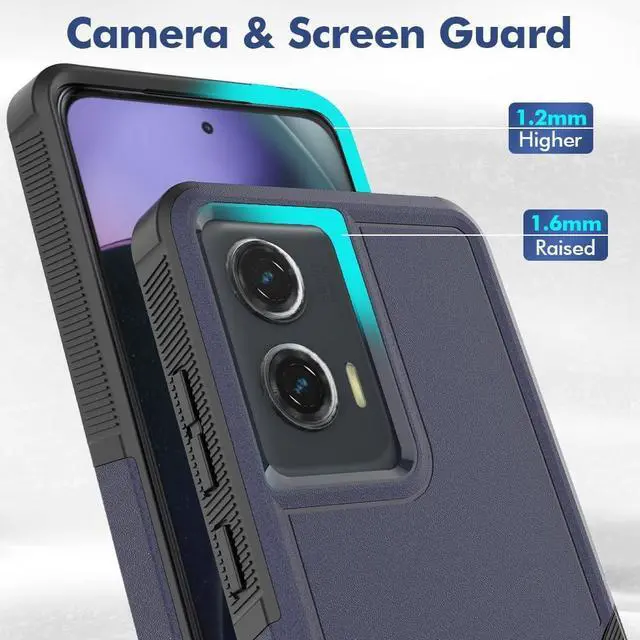 Alt view image 5 of 7 - for Moto G Stylus 5G 2024 Case: Dual Layer Protective Heavy Duty Cell Phone Cover Shockproof Rugged with HD Screen Protector - Military Protection Bumper Tough - Motorola Moto G Stylus 5G 2024, Blue