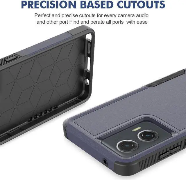 Alt view image 6 of 7 - for Moto G Stylus 5G 2024 Case: Dual Layer Protective Heavy Duty Cell Phone Cover Shockproof Rugged with HD Screen Protector - Military Protection Bumper Tough - Motorola Moto G Stylus 5G 2024, Blue