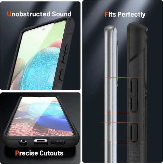 Alt view image 6 of 7 - Designed for Samsung Galaxy A71 5G Case 2 in 1 Gift Militay Grade Drop Protective Rugged Heavy Duty Cover Shockproof Case for Galaxy A71 5G Phone Case for women men boy girl (Black+Black)