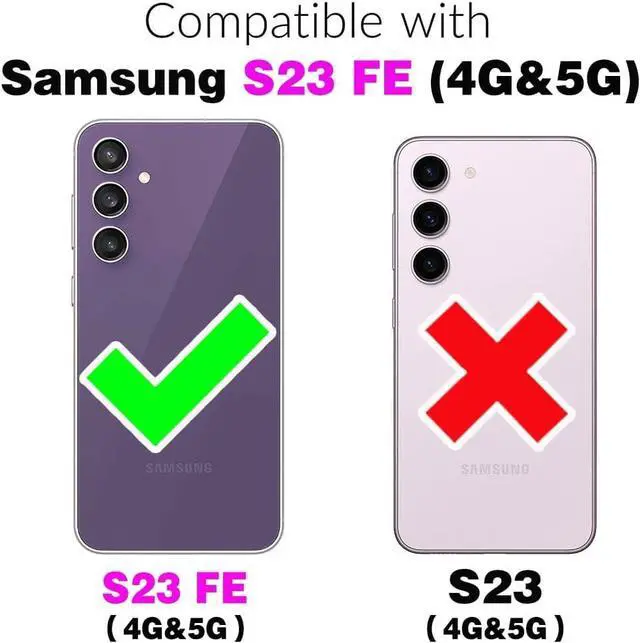 Alt view image 2 of 7 - Asuwish Phone Case for Samsung Galaxy S23 FE 5G with Tempered Glass Screen Protector and Card Holder Wallet Cover Stand Flip Leather Cell Accessories S 23 FE S23FE5G S23FE 23S G5 Women Purple