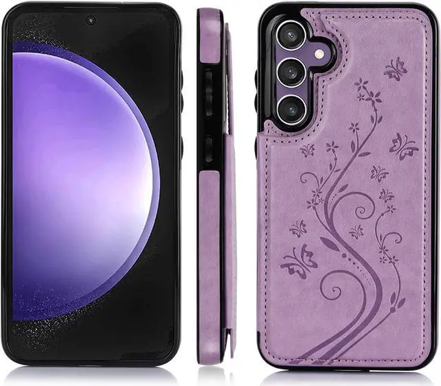 Alt view image 4 of 7 - Asuwish Phone Case for Samsung Galaxy S23 FE 5G with Tempered Glass Screen Protector and Card Holder Wallet Cover Stand Flip Leather Cell Accessories S 23 FE S23FE5G S23FE 23S G5 Women Purple