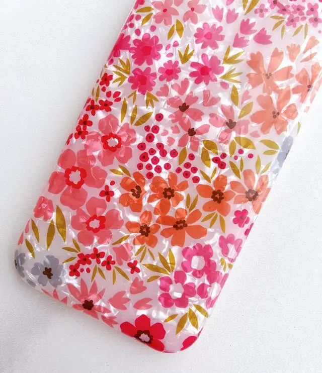 Alt view image 6 of 7 - Qokey Compatible for iPhone 11 Case,Cute Flower Case for Girls Women Shell Pattern Sparkle Crystal Translucent Soft Fit TPU Phone Cover for iPhone 11 6.1", Clear Pink Floral