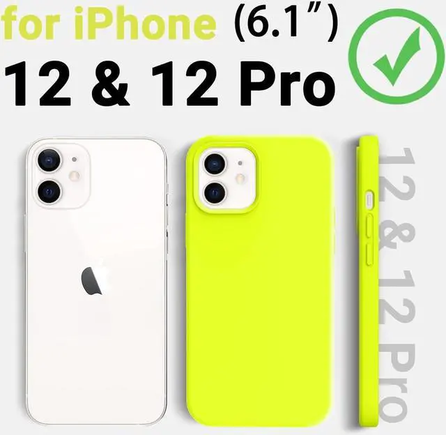 Alt view image 2 of 7 - AOTESIER Compatible with iPhone 12 Case and iPhone 12 Pro Case 6.1 inch,Silky Touch Premium Soft Liquid Silicone Rubber Anti-Fingerprint Full-Body Protective Flexible Bumper Case (Fluorescent Yellow)