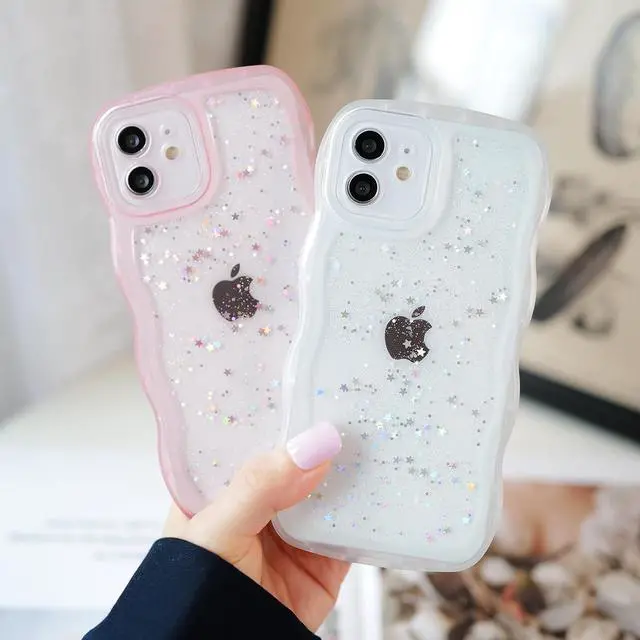 Alt view image 3 of 7 - Compatible with iPhone 12 mini,Cute Kawaii Bling Sparkle Glitter Frame Shape Soft Silicone Shockproof Protective Phone Case Cover for Women Girls Pink