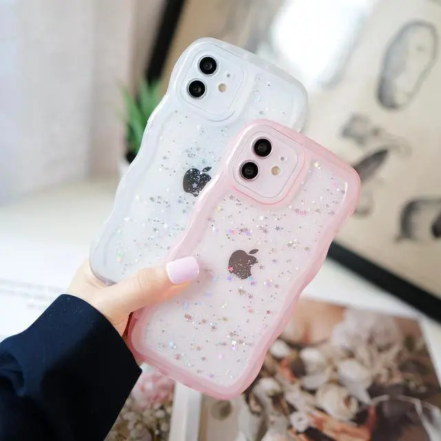Alt view image 4 of 7 - Compatible with iPhone 12 mini,Cute Kawaii Bling Sparkle Glitter Frame Shape Soft Silicone Shockproof Protective Phone Case Cover for Women Girls Pink