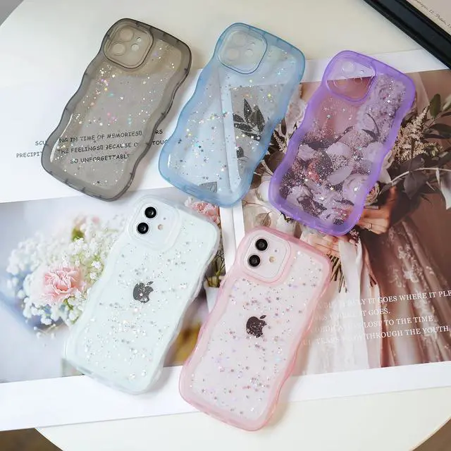 Alt view image 7 of 7 - Compatible with iPhone 12 mini,Cute Kawaii Bling Sparkle Glitter Frame Shape Soft Silicone Shockproof Protective Phone Case Cover for Women Girls Pink