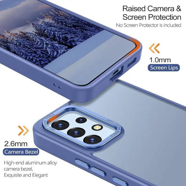 Alt view image 4 of 6 - Rayboen for Samsung Galaxy A53 5G Case, Translucent Frosted Hard Back Silicone Edge Skin Feel Anti-Scratch Protective Slim Phone Cover for Samsung A53 5G, Matte LightBlue