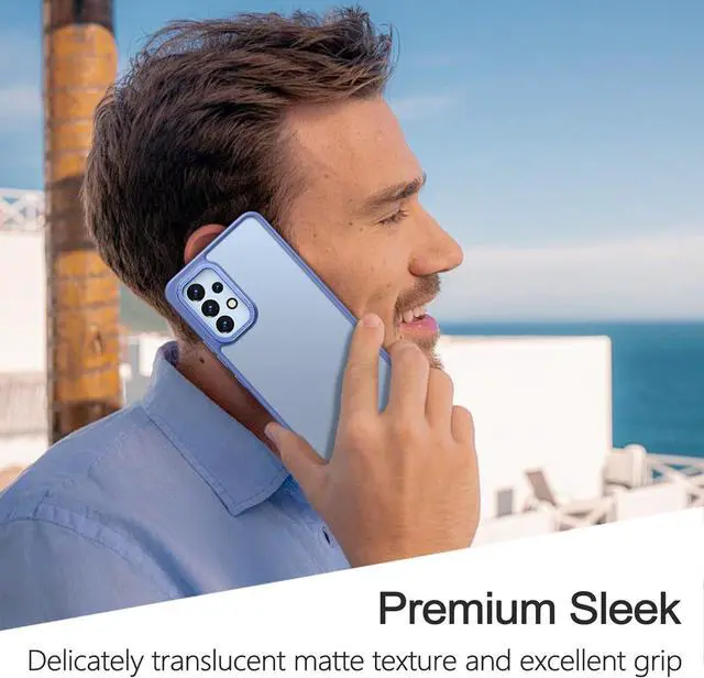 Alt view image 6 of 6 - Rayboen for Samsung Galaxy A53 5G Case, Translucent Frosted Hard Back Silicone Edge Skin Feel Anti-Scratch Protective Slim Phone Cover for Samsung A53 5G, Matte LightBlue