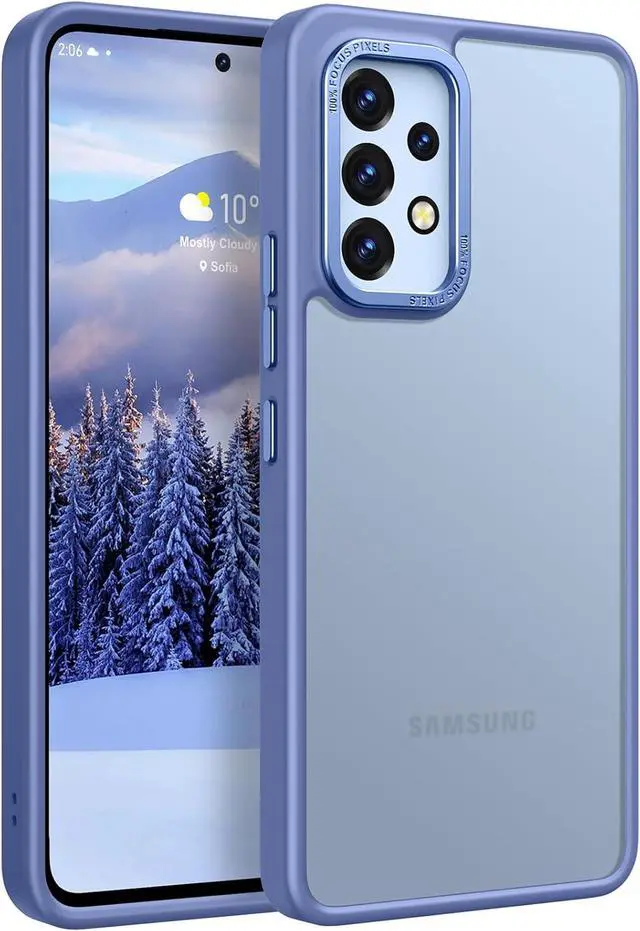 Main image of Rayboen for Samsung Galaxy A53 5G Case, Translucent Frosted Hard Back Silicone Edge Skin Feel Anti-Scratch Protective Slim Phone Cover for Samsung A53 5G, Matte LightBlue