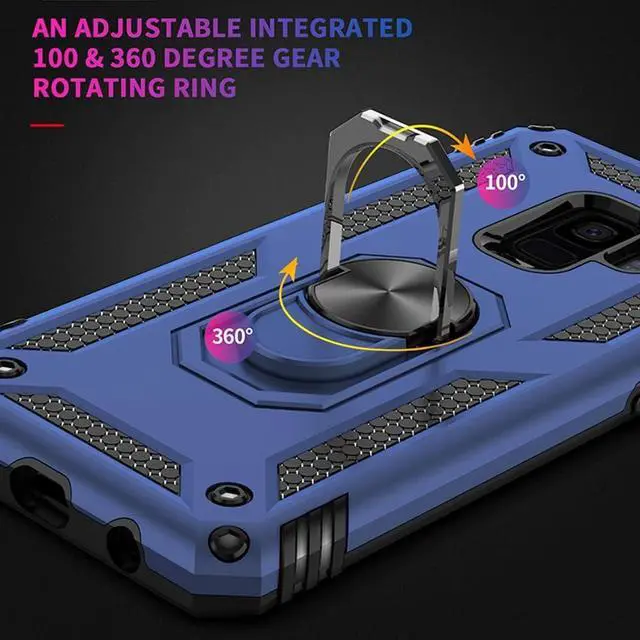 Alt view image 3 of 7 - Aozuoton for Samsung Galaxy S9 Case, Military Grade 16ft. Drop Tested Ring Shockproof Protective Phone Case for Samsung Galaxy S9, Blue