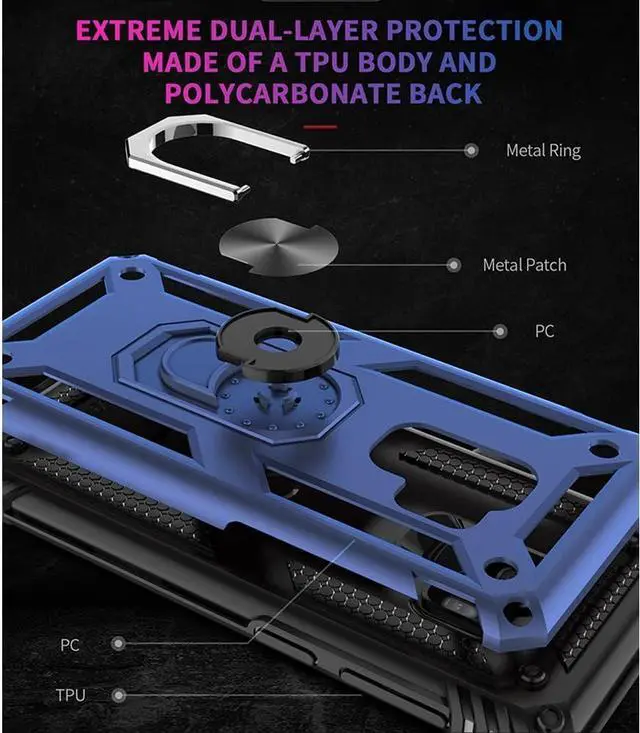 Alt view image 7 of 7 - Aozuoton for Samsung Galaxy S9 Case, Military Grade 16ft. Drop Tested Ring Shockproof Protective Phone Case for Samsung Galaxy S9, Blue
