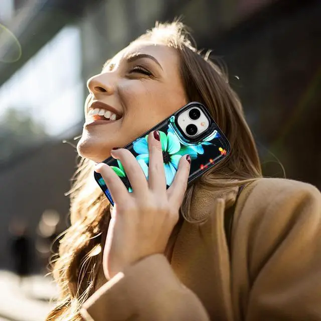 Alt view image 6 of 6 - HAOPINSH for iPhone 15 Wallet Case with Card Holder, Blue Florals Pattern Back Flip Folio PU Leather Kickstand Card Slots Case for Women Girls, Double Magnetic Clasp Shockproof Cover 6.1"