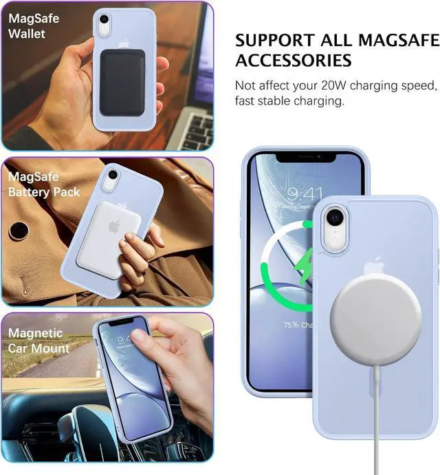 Alt view image 3 of 7 - Telaso for iPhone XR Case, iPhone XR Phone Case Compatible with Magsafe Translucent Matte Back Shockproof Anti-Scratch Anti-Yellow Full Body Protective Magnetic iPhone XR Case, Baby Blue