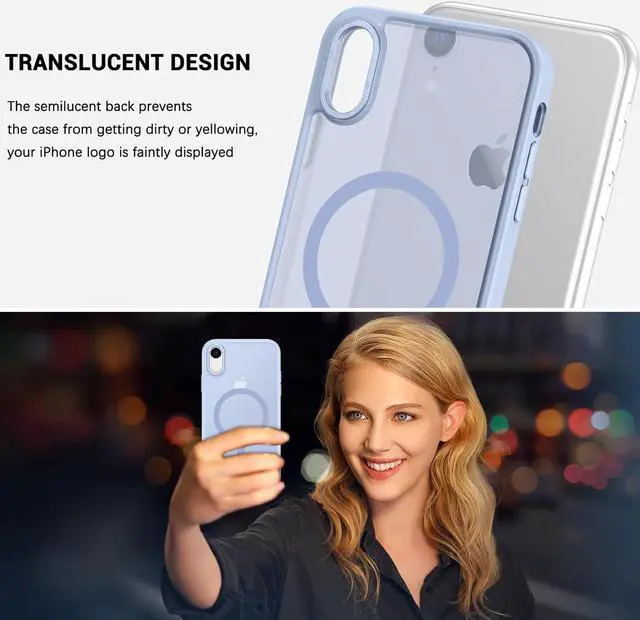Alt view image 5 of 7 - Telaso for iPhone XR Case, iPhone XR Phone Case Compatible with Magsafe Translucent Matte Back Shockproof Anti-Scratch Anti-Yellow Full Body Protective Magnetic iPhone XR Case, Baby Blue