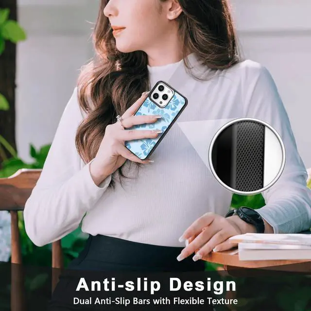 Alt view image 4 of 7 - Blue Hibiscus Phone Case Compatible with iPhone 13 Pro 6.1 Inch - Shockproof Protective TPU Cute Flower Printed Phone Case Designed for iPhone 13 Pro Case for Men Girls Women