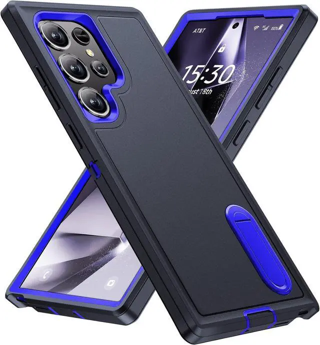 Main image of BaHaHoues for Samsung Galaxy S24 Ultra Case for Samsung S24 Ultra Phone Case with Built in Kickstand, Shockproof/DropProof Military Grade Protective Cover for Galaxy S24 Ultra 5G (Dark Blue/Sapphire)