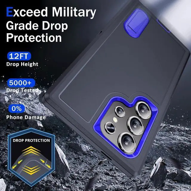 Alt view image 4 of 7 - BaHaHoues for Samsung Galaxy S24 Ultra Case for Samsung S24 Ultra Phone Case with Built in Kickstand, Shockproof/DropProof Military Grade Protective Cover for Galaxy S24 Ultra 5G (Dark Blue/Sapphire)