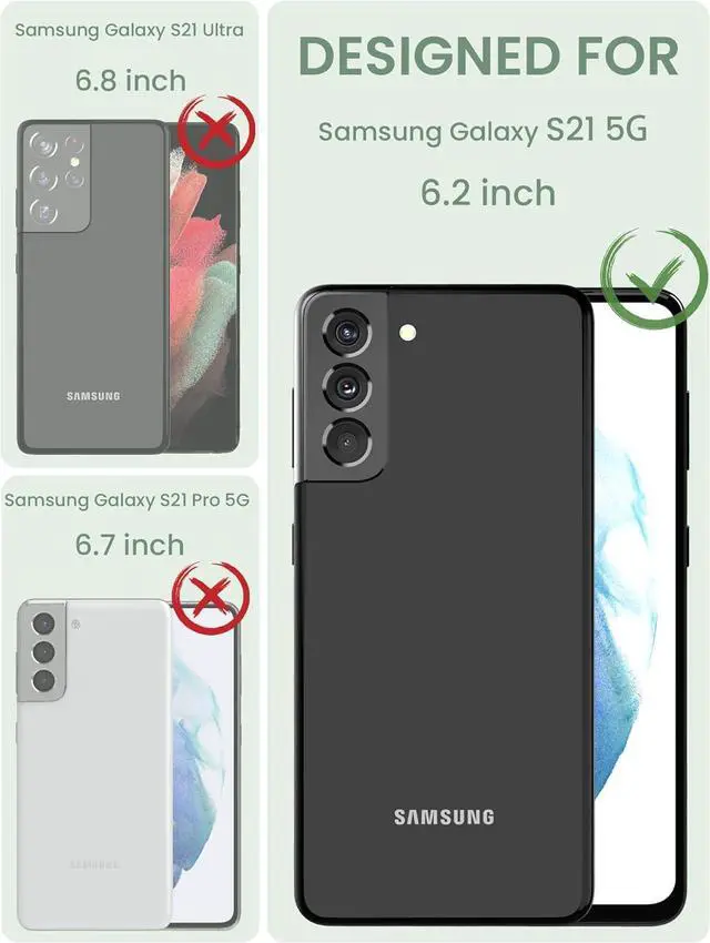 Alt view image 2 of 7 - Dretal for Samsung Galaxy S21 5G Case Floral, Military Grade Drop Tested Hard Back & Soft Edge Slim Flower Women Girls Phone Protective Cover + Tempered Glass Screen Protector for Galaxy S21Green