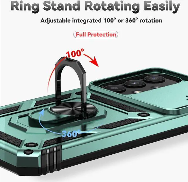 Alt view image 5 of 7 - for Samsung Galaxy A35 5G Case with Slide Camera Cover HD Screen Protector [Military Grade 16ft. Drop Tested] Magnetic Ring Holder Kickstand Protective Phone Case for Galaxy A35 5G 2024, Dark Green