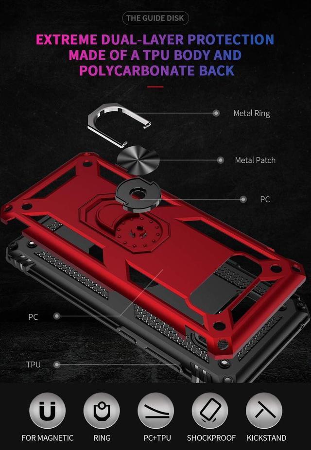 Alt view image 7 of 7 - Military Grade Drop Impact for Samsung Galaxy Note 8 Case 360 Metal Rotating Ring Kickstand Holder Built-in Magnetic Car Mount Armor Shockproof Cover for Galaxy Note 8 Protection Case (Blue)