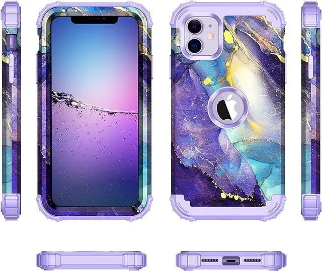 Alt view image 2 of 7 - Rancase for iPhone 11 Case,Three Layer Heavy Duty Shockproof Protection Hard Plastic Bumper +Soft Silicone Rubber Protective Case for Apple iPhone 11 6.1 inch,Purple