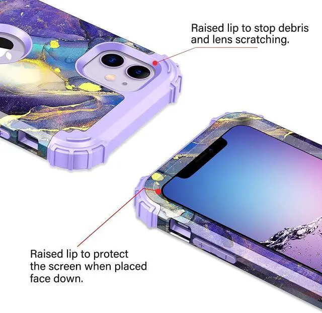 Alt view image 4 of 7 - Rancase for iPhone 11 Case,Three Layer Heavy Duty Shockproof Protection Hard Plastic Bumper +Soft Silicone Rubber Protective Case for Apple iPhone 11 6.1 inch,Purple