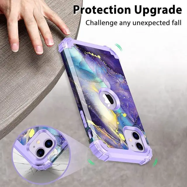 Alt view image 6 of 7 - Rancase for iPhone 11 Case,Three Layer Heavy Duty Shockproof Protection Hard Plastic Bumper +Soft Silicone Rubber Protective Case for Apple iPhone 11 6.1 inch,Purple