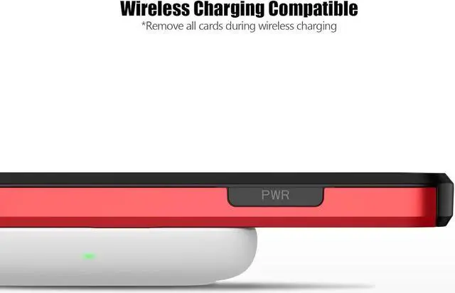 Alt view image 6 of 7 - for iPhone 13 Mini Case with Card Holder Heavy Duty Protective Dual Layer Shockproof Hidden Card Slot Slim Wallet Case for iPhone 13 Mini for Men&Women(Red)