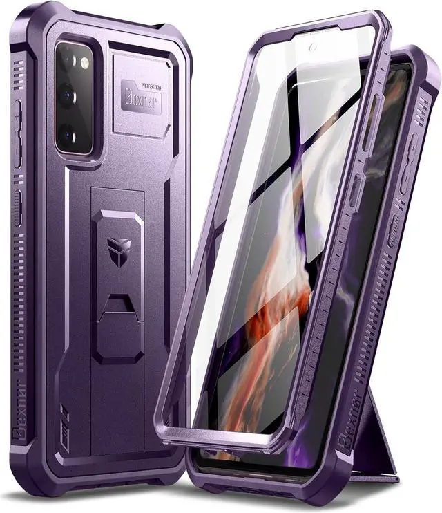 Main image of Dexnor for Samsung Galaxy S20 FE Case, [Built in Screen Protector and Kickstand] Heavy Duty Military Grade Protection Shockproof Protective Cover for Samsung Galaxy S20 FE 5G, 6.5 inch,Phantom Purple