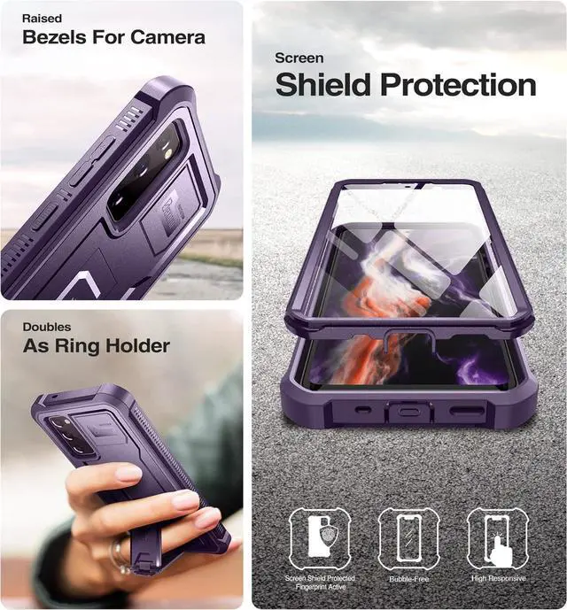 Alt view image 7 of 7 - Dexnor for Samsung Galaxy S20 FE Case, [Built in Screen Protector and Kickstand] Heavy Duty Military Grade Protection Shockproof Protective Cover for Samsung Galaxy S20 FE 5G, 6.5 inch,Phantom Purple