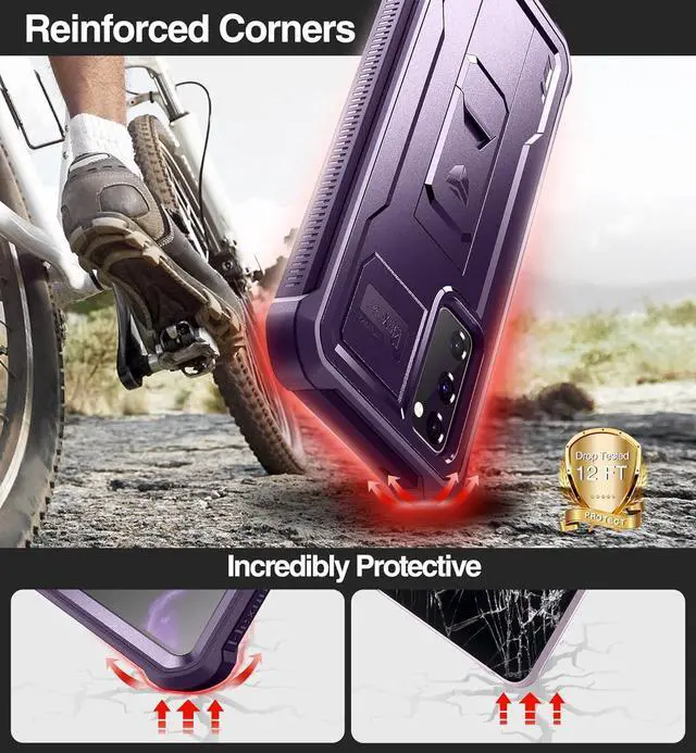 Alt view image 3 of 7 - Dexnor for Samsung Galaxy S20 FE Case, [Built in Screen Protector and Kickstand] Heavy Duty Military Grade Protection Shockproof Protective Cover for Samsung Galaxy S20 FE 5G, 6.5 inch,Phantom Purple