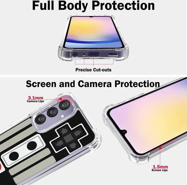 Alt view image 2 of 6 - Game Case for Samsung A15, Hard PC+TPU Bumper Clear Protective Design Case Compatible with Samsung Galaxy A15 5G/4G 2024 - Black Arcade Game