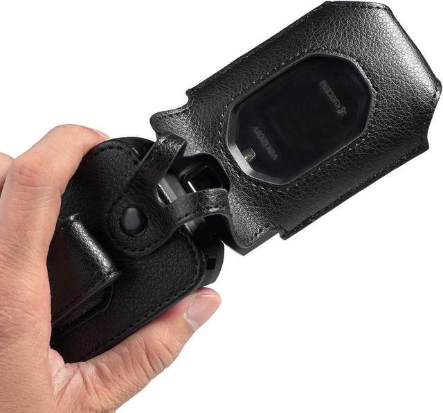 Alt view image 3 of 6 - Nakedcellphone Fitted Series for Kyocera DuraXV Extreme, DuraXE Epic, DuraXA Equip Case, Black Vegan Leather Cover with [Built-in Screen Protection] and [Metal Belt Clip] for E4810/E4811/E4830/E4831