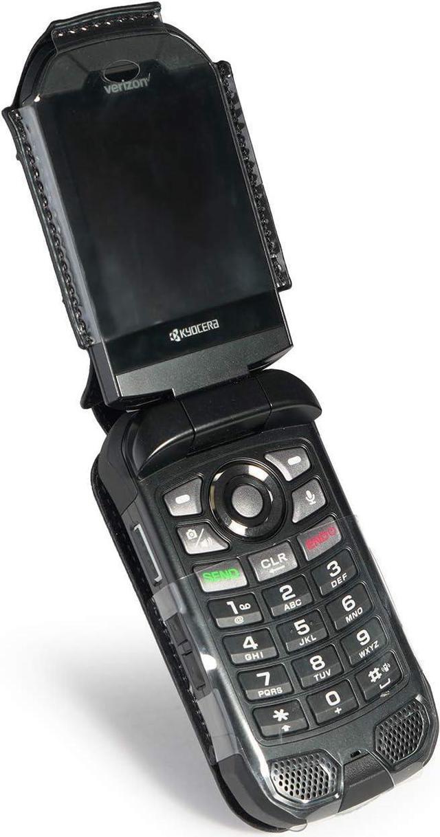 Alt view image 4 of 6 - Nakedcellphone Fitted Series for Kyocera DuraXV Extreme, DuraXE Epic, DuraXA Equip Case, Black Vegan Leather Cover with [Built-in Screen Protection] and [Metal Belt Clip] for E4810/E4811/E4830/E4831