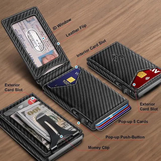 Alt view image 2 of 7 - BULLIANT Men Wallet,Money Clip Wallet Slim For Gift Men 9Cards-Metal Credit Card Case in Magnetic Leather Flip
