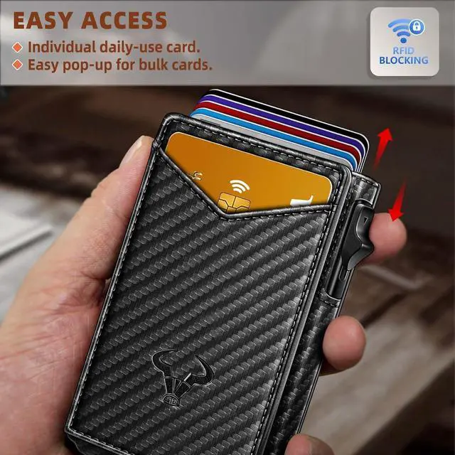 Alt view image 4 of 7 - BULLIANT Men Wallet,Money Clip Wallet Slim For Gift Men 9Cards-Metal Credit Card Case in Magnetic Leather Flip