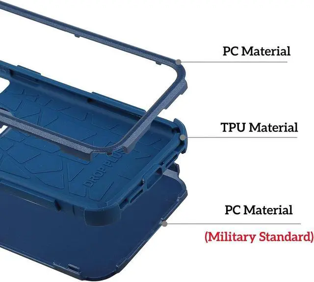 Alt view image 2 of 7 - Compatible with iPhone XR Case,Three Layer Heavy Duty Shockproof Protective Bumper Case Cover for Apple iPhone XR 6.1 inch (Seablue)