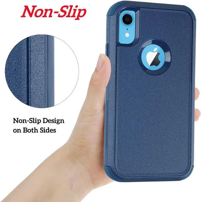 Alt view image 3 of 7 - Compatible with iPhone XR Case,Three Layer Heavy Duty Shockproof Protective Bumper Case Cover for Apple iPhone XR 6.1 inch (Seablue)