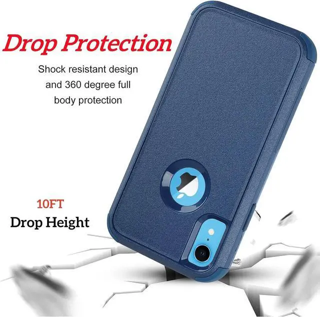 Alt view image 5 of 7 - Compatible with iPhone XR Case,Three Layer Heavy Duty Shockproof Protective Bumper Case Cover for Apple iPhone XR 6.1 inch (Seablue)