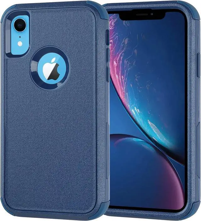 Alt view image 7 of 7 - Compatible with iPhone XR Case,Three Layer Heavy Duty Shockproof Protective Bumper Case Cover for Apple iPhone XR 6.1 inch (Seablue)