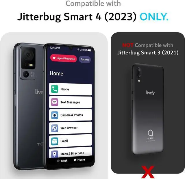 Alt view image 2 of 7 - MergeGrip Designed for Lively Jitterbug Smart 4 Phone Case [Military Grade Drop Tested] Shockproof Slim Dual Layer Tough Heavy Duty Protective Phone Case Cover for Seniors (Burgundy)