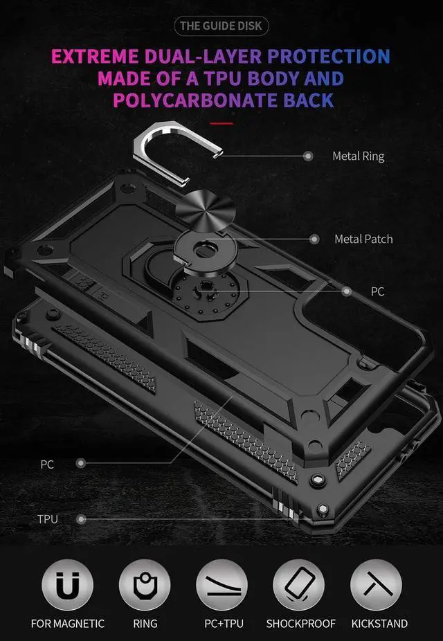 Alt view image 7 of 7 - Military Grade Drop Impact for Samsung Galaxy S21 Plus Case Galaxy S21 Plus 5G Case 360 Metal Rotating Ring Kickstand Holder Armor Heavy Duty Shockproof Case for Galaxy S21 Plus Phone Case (Black)