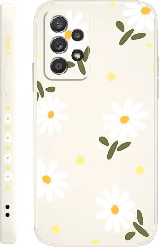 Main image of for Samsung Galaxy A52 5G Case, for Samsung A52S 5G Phone Cover Creative Flower Designs Soft Silicone Drop Protective Galaxy A52 and Galaxy A52S 5G Phone Case-Daisy White