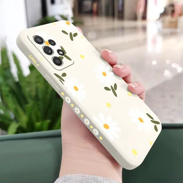 Alt view image 2 of 7 - for Samsung Galaxy A52 5G Case, for Samsung A52S 5G Phone Cover Creative Flower Designs Soft Silicone Drop Protective Galaxy A52 and Galaxy A52S 5G Phone Case-Daisy White