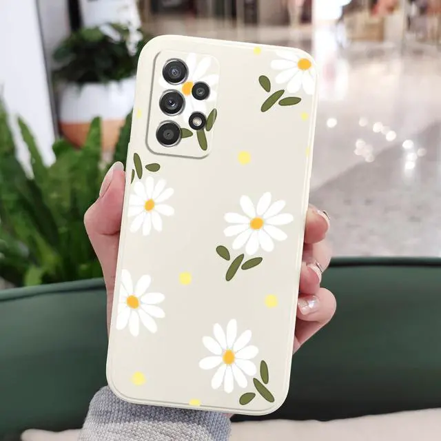 Alt view image 3 of 7 - for Samsung Galaxy A52 5G Case, for Samsung A52S 5G Phone Cover Creative Flower Designs Soft Silicone Drop Protective Galaxy A52 and Galaxy A52S 5G Phone Case-Daisy White