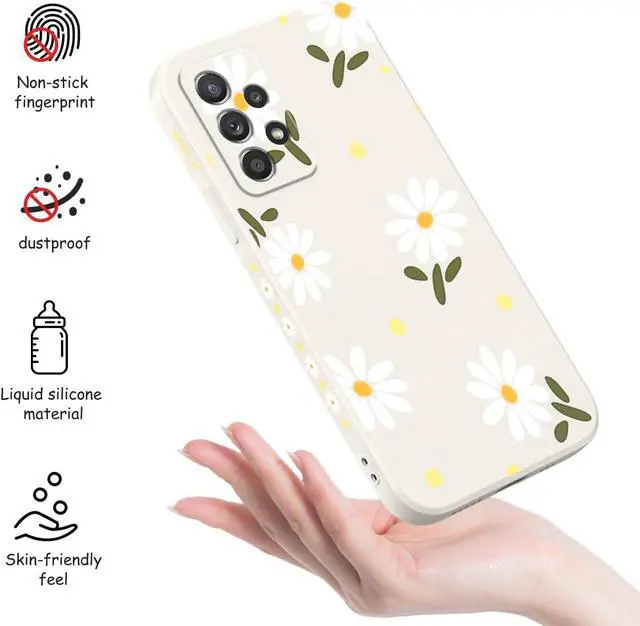 Alt view image 4 of 7 - for Samsung Galaxy A52 5G Case, for Samsung A52S 5G Phone Cover Creative Flower Designs Soft Silicone Drop Protective Galaxy A52 and Galaxy A52S 5G Phone Case-Daisy White
