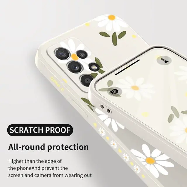 Alt view image 7 of 7 - for Samsung Galaxy A52 5G Case, for Samsung A52S 5G Phone Cover Creative Flower Designs Soft Silicone Drop Protective Galaxy A52 and Galaxy A52S 5G Phone Case-Daisy White