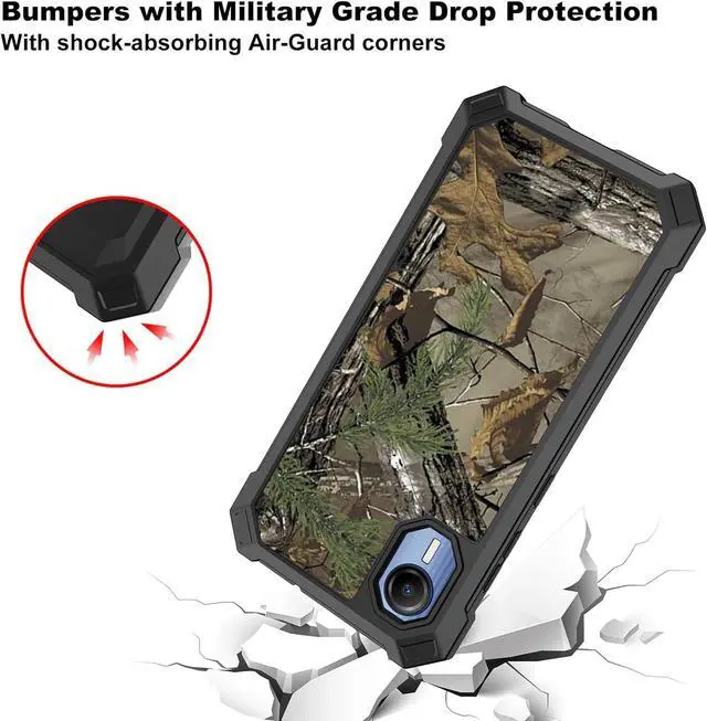 Alt view image 4 of 7 - Ailiber for Cricket S2 Case, AT T Calypso 4 Phone Case with Screen Protector, Dual Layer Structure Protection, Shockproof Corner TPU Bumper, Slim Silicone Durable Phone Cover for Cricket Debut S2-Camo