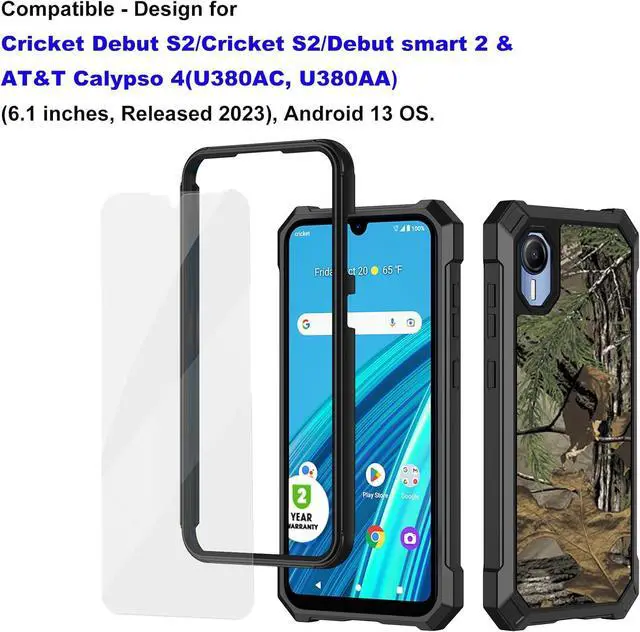 Alt view image 2 of 7 - Ailiber for Cricket S2 Case, AT T Calypso 4 Phone Case with Screen Protector, Dual Layer Structure Protection, Shockproof Corner TPU Bumper, Slim Silicone Durable Phone Cover for Cricket Debut S2-Camo